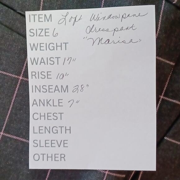 LOFT Marisa Slim Leg Career Dress Pant Women's Size 6 Gray Pink Windowpane NEW - Picture 10 of 10